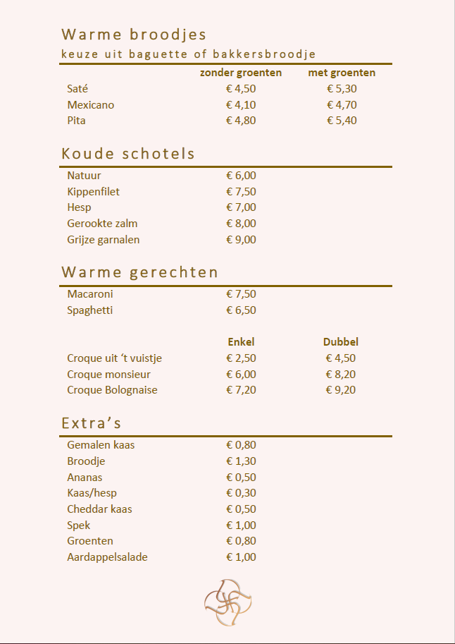 Prijslijst broodjes 2
